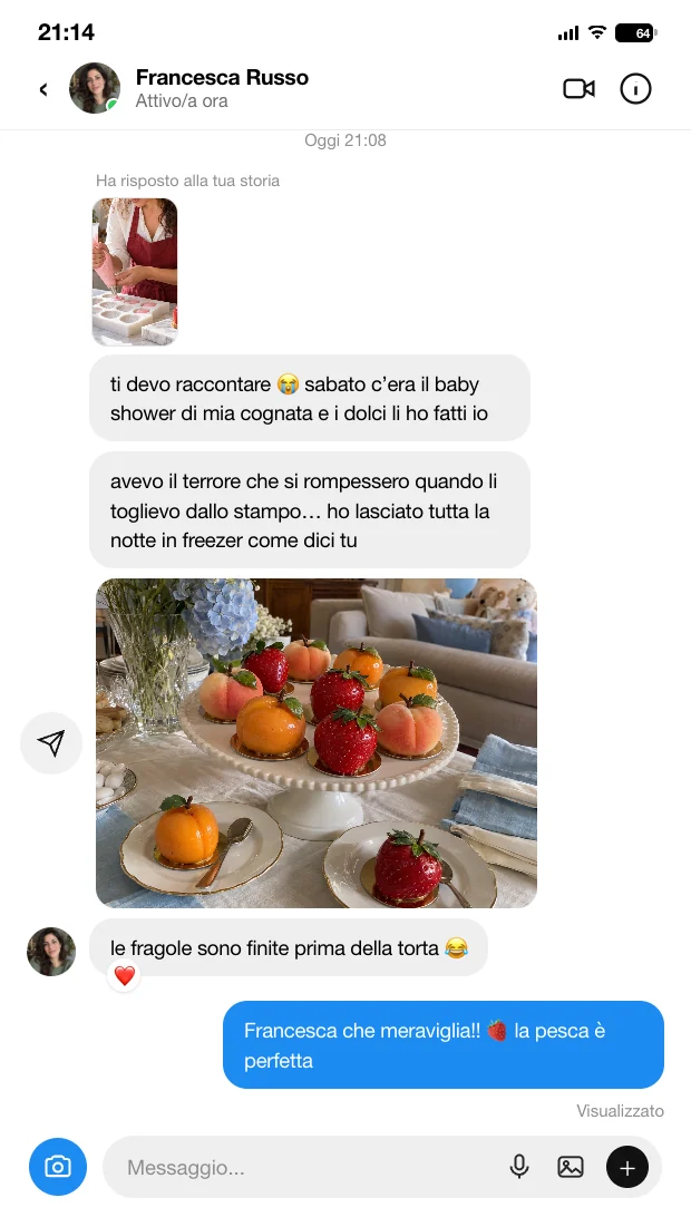 Messaggio di Francesca sui dolci del baby shower